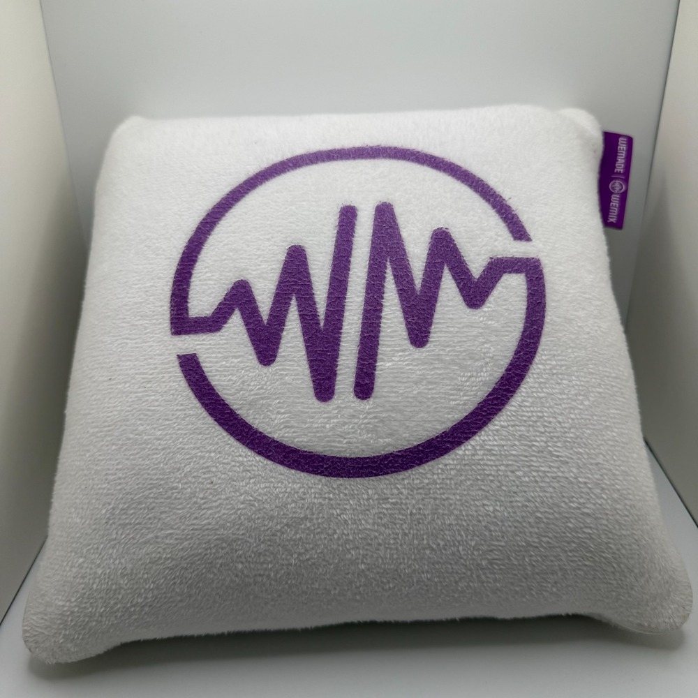 Wemade Wemix Plush Pillow Unisex Small White Purple Logo Tech Crypto Promo GDC